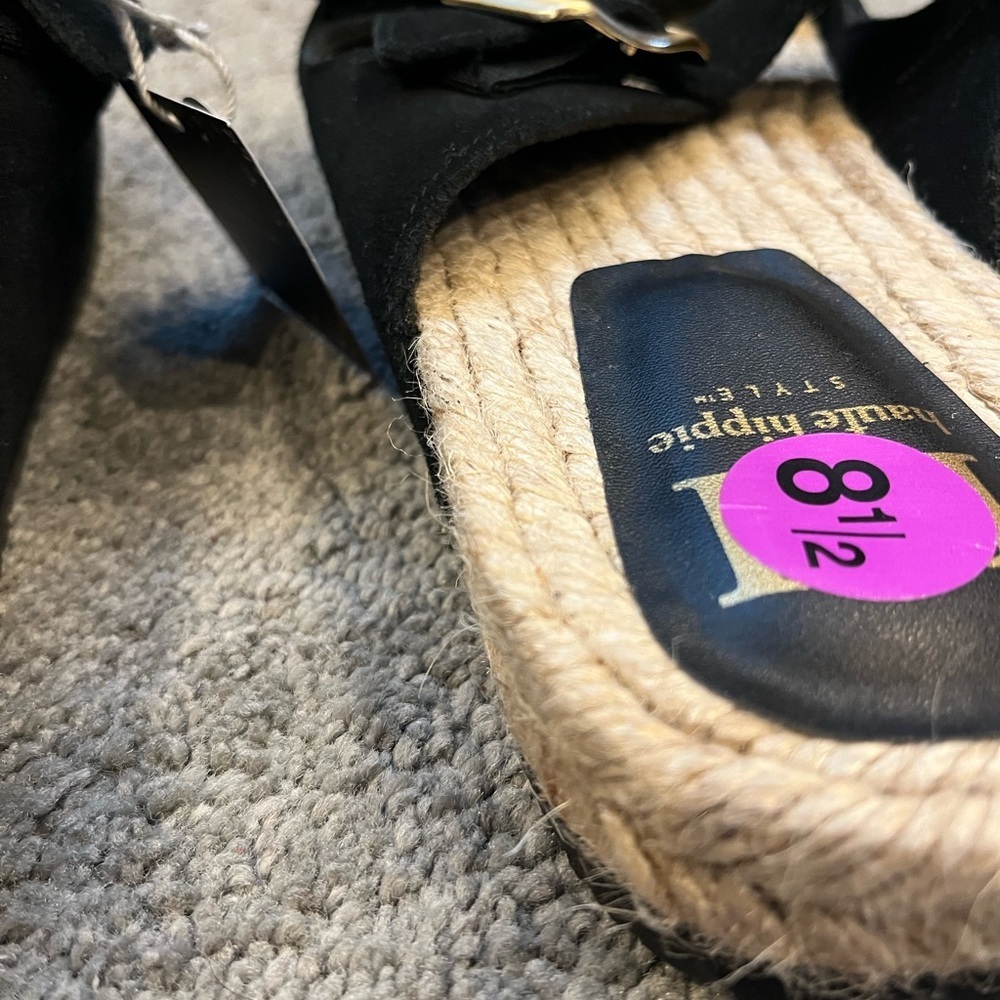 Haute Hippie Black Sandals with Gold Buckles NWT - Picture 9 of 13